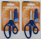 2 LOT Fiskars Pointed-tip Kids 5" Scissors Eraser Sheath Safety-Edge Ages 4+