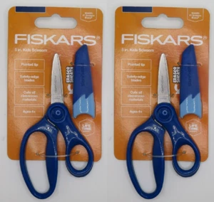 2 Stück Fiskars spitze Spitze Kinder 5" Schere Radiergummi Scheide Sicherheit Kante Alter 4+ - Bild 1 von 6