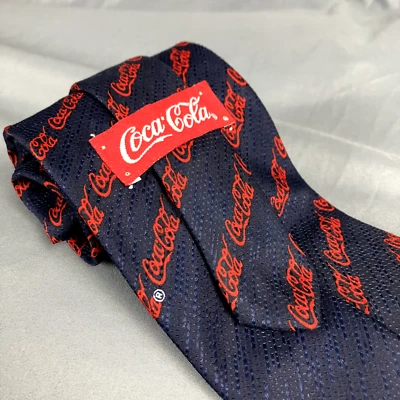 Coca Cola Polar Bear Neck Tie Mens Navy Blue Made in USA 55x4 in - Image 1 of 4