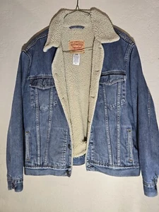 Levis Jacke XL Herren Standard Trucker blau Sherpa gefüttert Denim 70520 TOP! - Bild 1 von 7