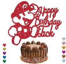 Mario Glitter Cake Topper Personalizzato Compleanno Cake Topper per Bambini Ragazzi Ragazze