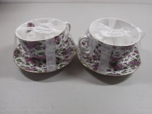 Grace's Teaware Soup & Sandwich Or Tea / Coffee Cup & Saucer Set Of 2 - Picture 1 of 8