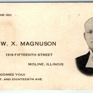 Tarjeta comercial de la iglesia luterana Moline, Ill Salem de 1940 reverendo Magnuson C5 - Imagen 1 de 3