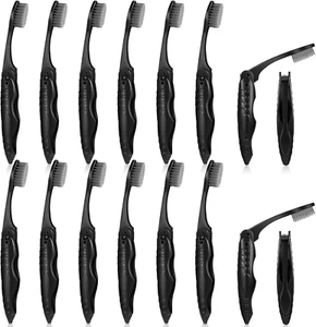 16 Pcs Black Travel Toothbrush Folding Portable Charcoal Toothbrush Travel To... - Picture 1 of 1