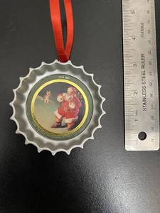 1991 Coca Cola Bottle Cap Christmas Tree Ornament Santa Claus Coke Vintage - Picture 1 of 3
