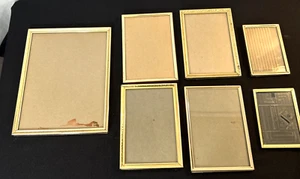 Lot Of 7 Vintage Brass Metal Picture Frames Assorted Sizes Hanging Free Standing - Picture 1 of 18