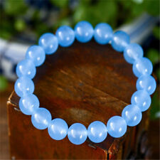 8 mm light blue chalcedony gem Mala elastic bracelet Yoga Handmade Religious