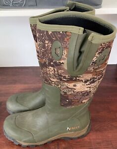 ROCKY green/camo sport pro rubber waterproof outdoor boots,men 12 M -READ ISSUES