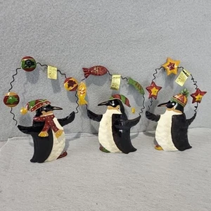 Set 3 Ornamenti Pinguino Foreside Metallo Natale NOS - Foto 1 di 9