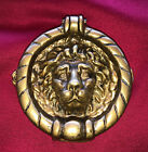 VTG Solid DANISH Brass 3D Lion Head Face Door Knocker Antiqued Ornate 3-3/4 IN 