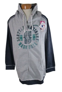 NWT Majestic Seattle Mariners Womens Plus Size Retro Full-Zip Hoodie 3XL Grey - Picture 1 of 3