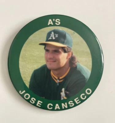 Jose Canseco Oakland A's Athletics 3” Badge Button PinBack Pin Vintage 1990 MLB - Image 1 of 2