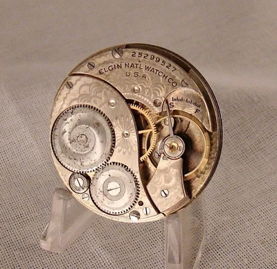 102 YEARS OLD MOVEMENT DIAL HANDS ELGIN 7 JEWELS OPEN FACE 12s POCKET WATCH - Image 1 of 4