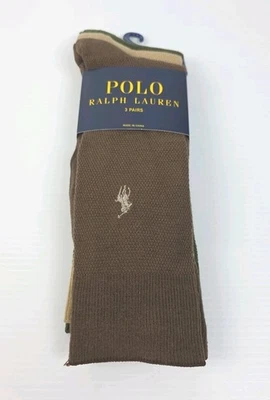 Polo Ralph Lauren Hombre Informal Vestido Calcetines Texturizados Marrón Beige Oliva 10-13 NUEVO Foto 1 de 4