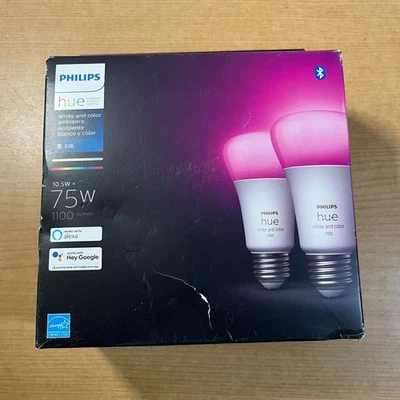 2 Pack White And Color Ambiance Smart Led Bulbs Dimmable 75W Equivalent NEW - Image 1 of 2