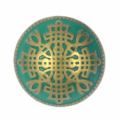 12 Pcs 15mm 5/8 Flower Lattice Domed Brass Green Metal Shank Buttons - Image 1 of 4