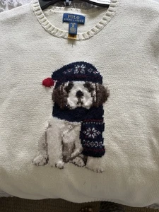 Polo Ralph Lauren Cream Winter Dog Sweater XL 16 (youth) - Picture 1 of 5