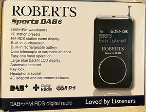 Roberts Sports DAB6 DAB /DAB+ /FM/RDS Pocket Radio. Complete kit in Original Box - Picture 1 of 24