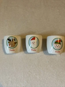 CHRISTMAS Reindeer Santa Elf China Treat Bowls Pots X 3 ❤️ - Picture 1 of 7