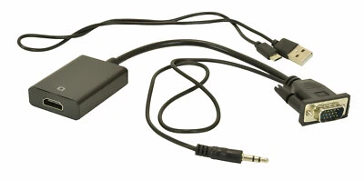 AV:Link schwarz Adapter Kabel Kit VGA Port Stecker auf HDMI Buchse mit gratis Micro-USB - Bild 1 von 4