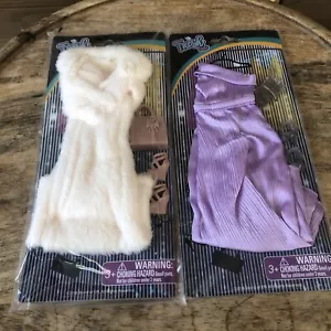 The Fresh Dolls Fashion Clothes White Long Winter Coat&One Shoulder Purple Dress - Picture 1 of 8