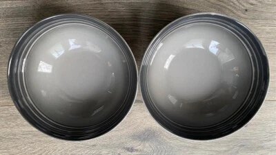 Le Creuset 16 cm Cereal Bowls Flint Set of 2 Seconds New - Image 1 of 4