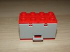 1x Lego Duplo Feuerwehr Schrank Kasten Kiste mit Klappe in rot grau
