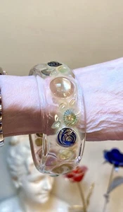 WONDERFUL Artisan Large, Dimensional Borosilicate Art Glass Bangle Bracelet - Picture 1 of 12