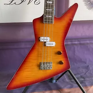 4 struny CS Explorer elektryczna gitara basowa mahoń szyja płomień klon chromowana część - Zdjęcie 1 z 7