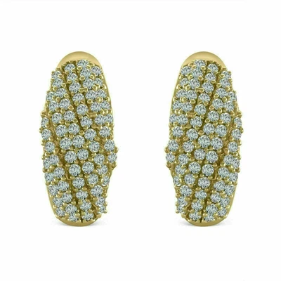 1.50 Ct Round Cut Moissanite Cluster Hoop Earrings Gift Yellow Gold plated - Image 1 of 3