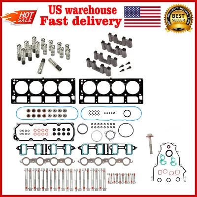fit GM 6.2 AFM Lifter Replacement Kit Head Gasket Set Head Bolts Lifters Guides Foto 1 de 4