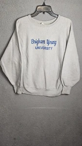 VTG Rare Champion Reverse Weave Brigham Young University Sweatshirt SZ Large - Picture 1 of 9