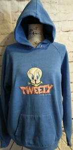 Vintage LOONEY TUNES TWEETY BIRD Royal Blue Hoodie Sweatshirt Womens Size XL USA - Picture 1 of 7