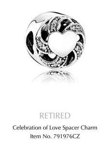 Genuino Pandora Dije Plata Esterlina Celebración del Amor Cinta Corazón 791976CZ - Imagen 1 de 1