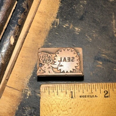 Printing Block “ SEAL “  Salesman Character. Copper Face Block - Image 1 of 4