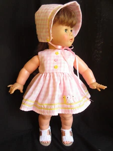 3 PIECE GINGHAM & DUCKIES DRESS  SET FOR 22" VINTAGE IDEAL KISSY DOLL - Picture 1 of 2