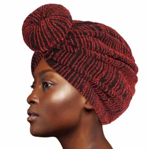 Red Stripe Donut Knot Turban - Picture 1 of 2