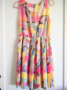 Pleated Dress Women's M Sleeveless Sheer & Lined Pink Multi Colors Black Rainn - Picture 1 of 18