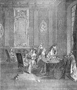 L'HIVER - Planche du 19eme (d'après un tableau de Lancret) - Imagen 1 de 2