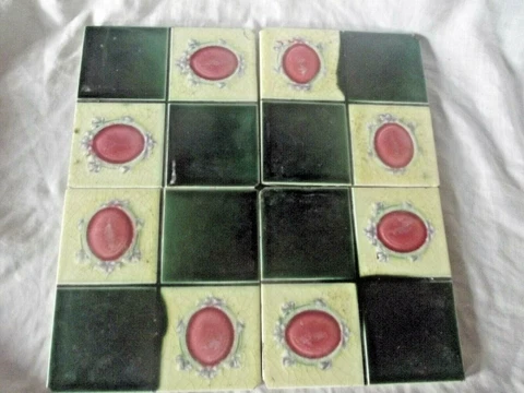 Antique Set of Four  Art Nouveau Stylised Floral Pattern 6 inch Cover