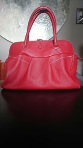 FURLA designer handbag red leather white stitching  perfect gift