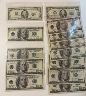 6-Circulated Big Face $100 dollar bills $600 Face Value - Image 1 of 4