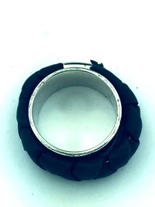 Emporio Armani Sterling Silver Woven Leather Band Ring size 11.25 - Picture 1 of 4