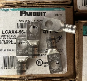 Panduit LCAX4-56-L Copper Compression Connector #4 AWG wire 5/16 stud Pk 40 - Picture 1 of 2