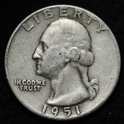 1951 Washington SILVER Quarter - Circulated - Complete Your Album! - Image 1 of 2