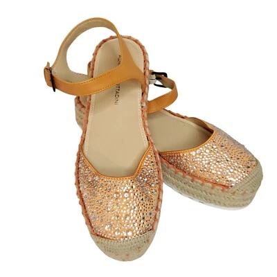 Alpargatas Adrienne Vittadini Slingback 6 Naranja Adornado Joyas Foto 1 de 4
