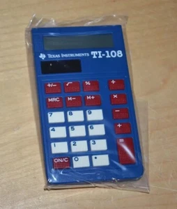 Texas Instruments Blue Basic Elementary School Calculator Small TI-108 ~ TI108 - Picture 1 of 3