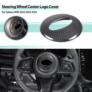 REAL Dry Carbon Fiber Steering Wheel Logo Panel Cover For Subaru WRX 2022-2024 - Picture 1 of 16