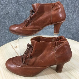 Rosa Mosa Boots Womens 40 Ankle Booties Lace Up Pull On Brown Leather Heels - Picture 1 of 12
