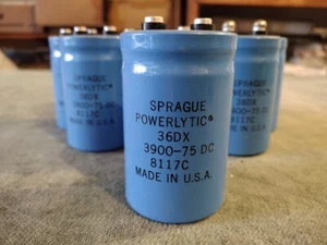 Sprague Powerlytic 36DX Capacitor 3900-75 DC 8117C Motherboard HAM Radio Use - Picture 1 of 3